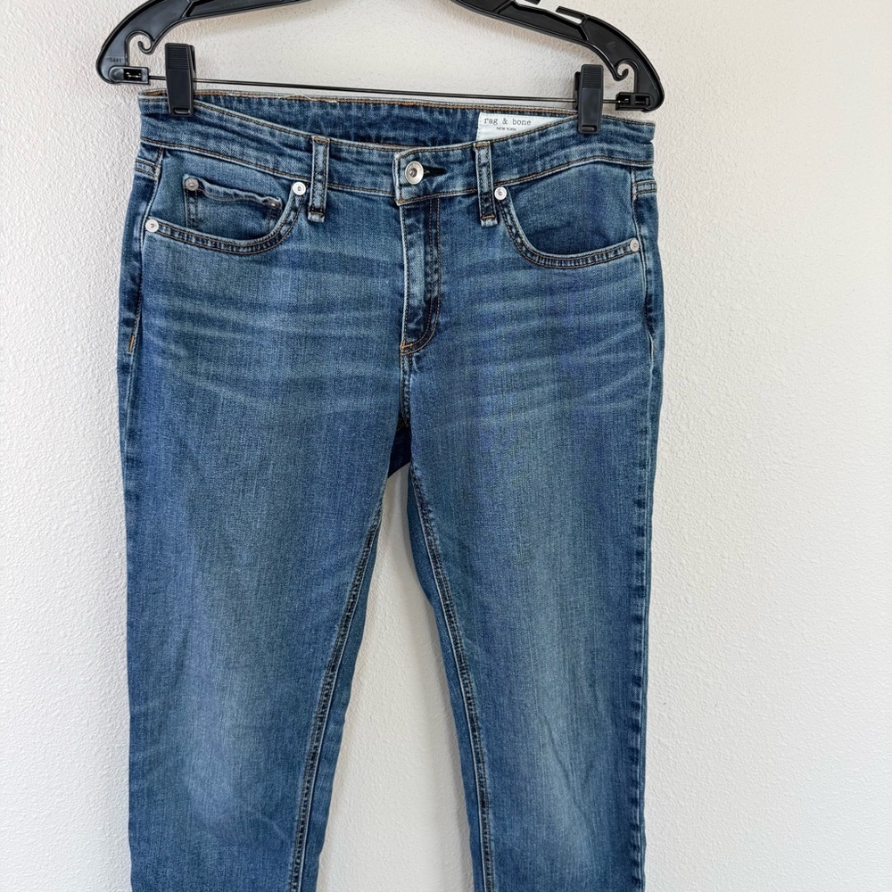 Rag & Bone Dre Low-Rise Boyfriend Jean Bellview Slim Fit Dark Indigo Denim Women - Picture 5 of 13